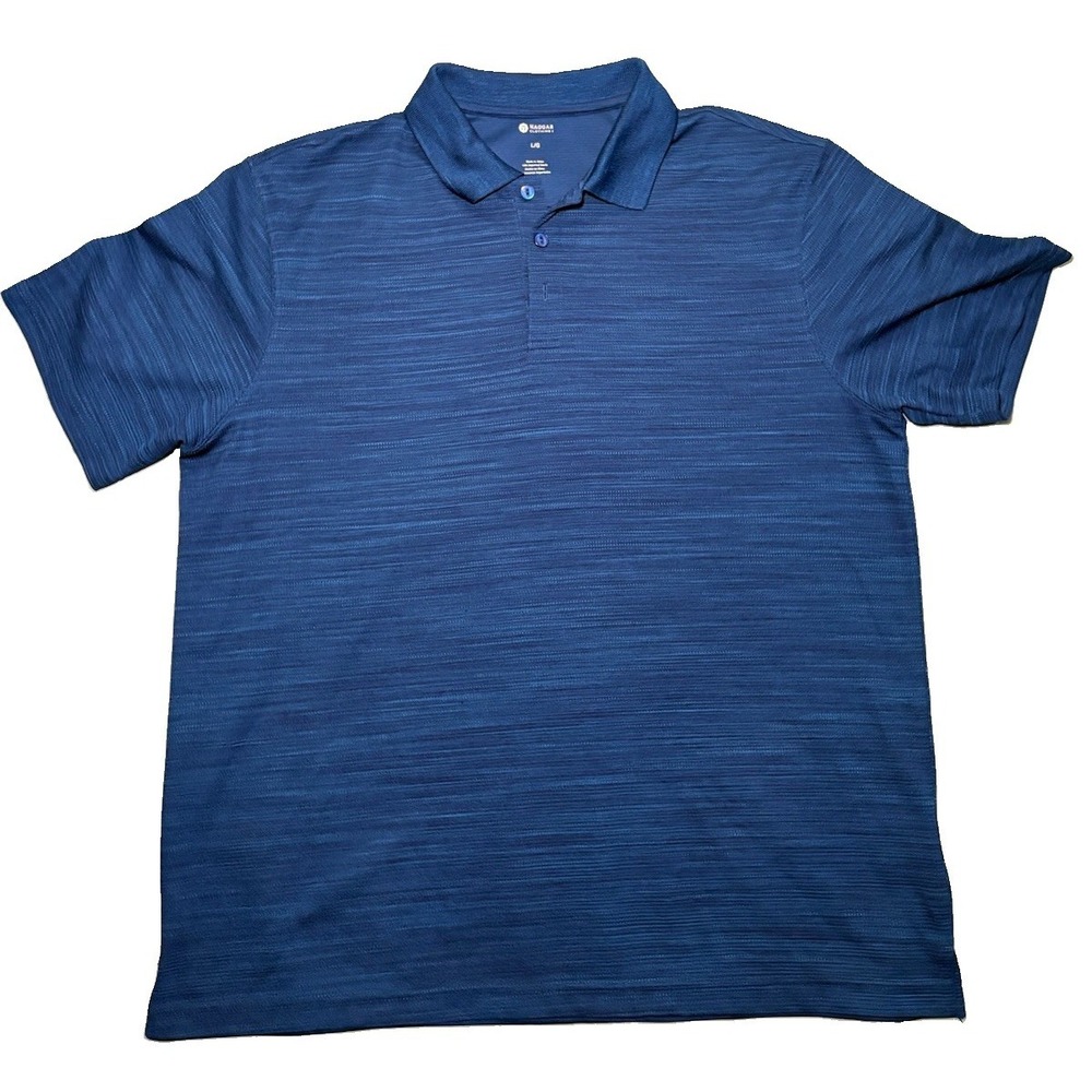 Haggar Men's Blue Striped Polo Shirt L Regular Short Sleeve Collared Button
